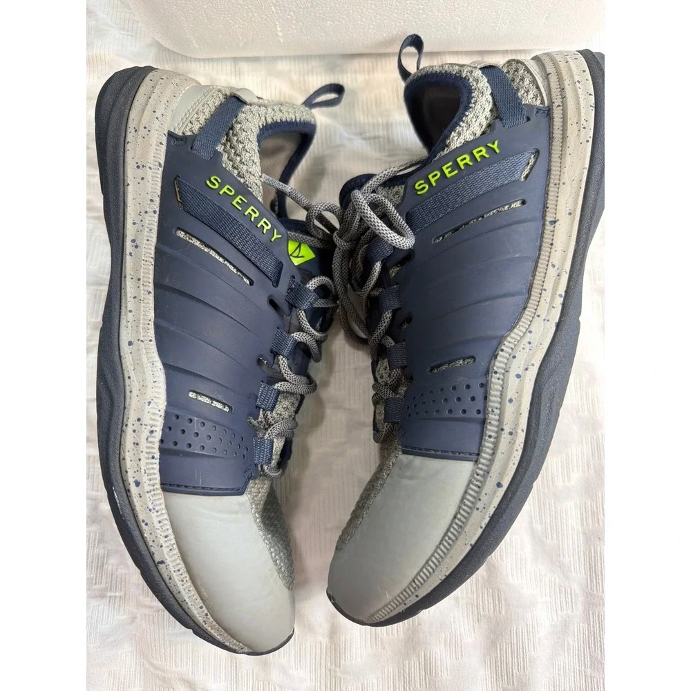 Sperry Men's Gray Blue Knit Lace Up Athletic Sneakers Size 8 STS18841